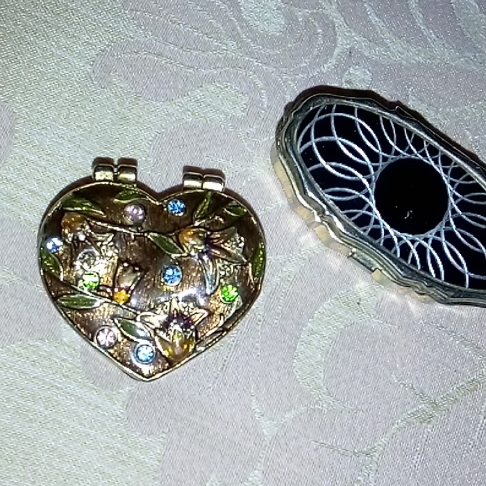 Monet Crystal & Enamel Hinged Heart Trinket box